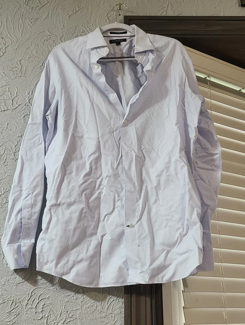 Banana Republic button-up shirt featuring a light blue gingham check pattern